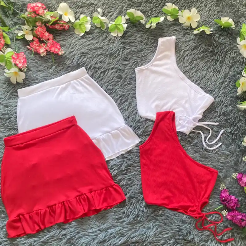 Conjuntos de falda y blusa con abertura al costado 