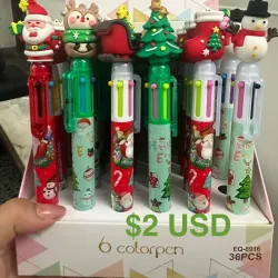 Bolígrafos temática Navidad de seis colores