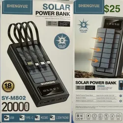 Cargador portátil 20 000mAh con panel solar 
