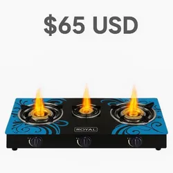 Cocina de gas de 3 hornillas $65 USD 