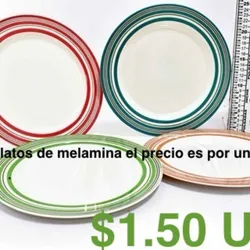 Platos de melamina 1.5 llano USD 