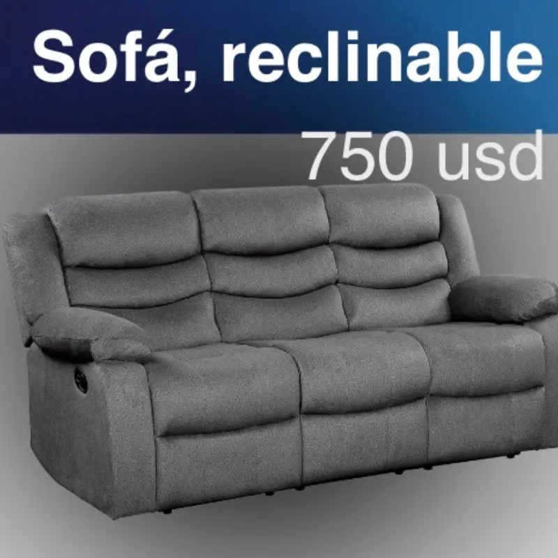 Sofá de tres  plazas reclinable  $750USD 