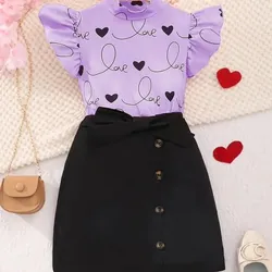 Juego de saya y blusa morada