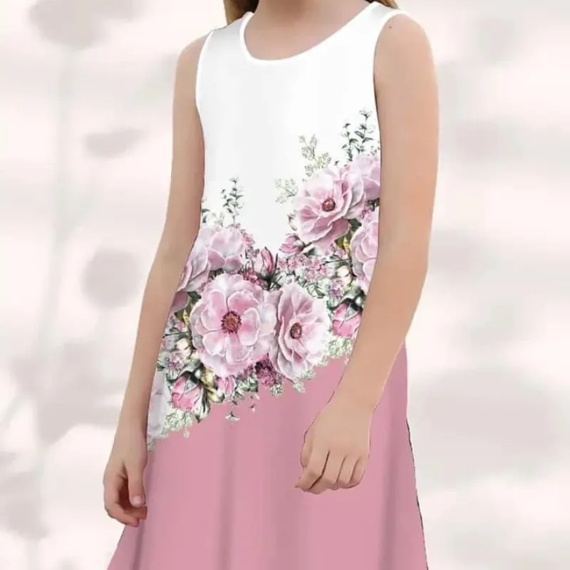 Vestido, blanco y rosado