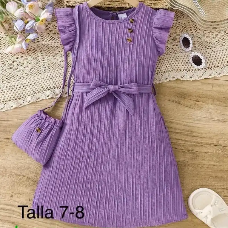 Vestido, morado con carterita