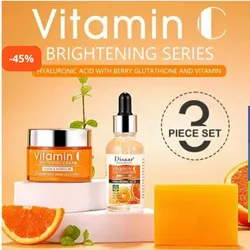 Cuidado de la piel de Disaar Beauty Vitamina C y  ÁCIDO HIALURÓNICO . Conjunto de 3 Piezas 