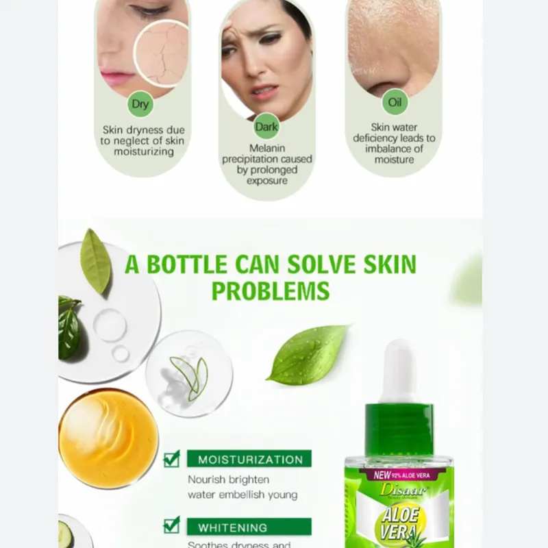 Aloe Vera Essence Suero Facial Calmante Anti-Acné Antialérgico Antioxidación Minimizar Poros (30ml)