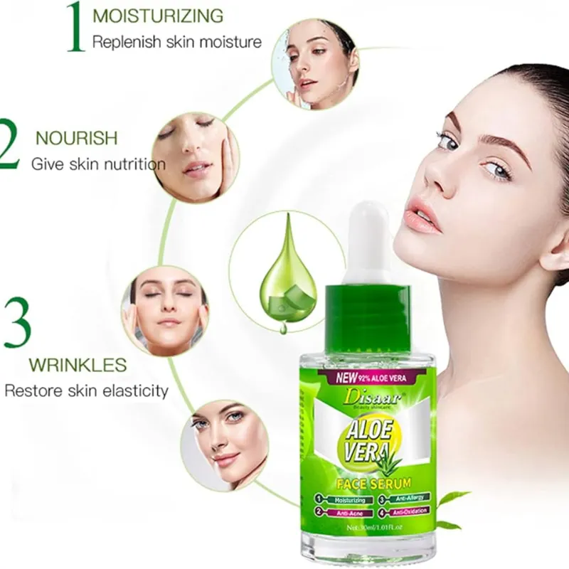 Aloe Vera Essence Suero Facial Calmante Anti-Acné Antialérgico Antioxidación Minimizar Poros (30ml)