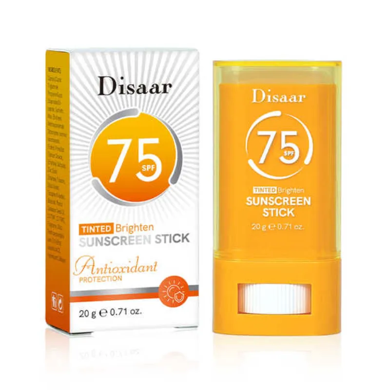 Barras de protección solar  Disaar FPS 75, vitamina C y extracto de granada, tono de piel uniforme, iluminador .20g 