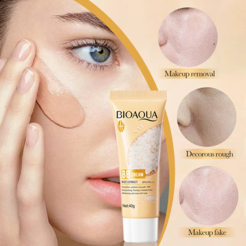 BB Cream Rice Raw Pulp de Bioaqua, un producto de maquillaje y cuidado de la piel multifuncional