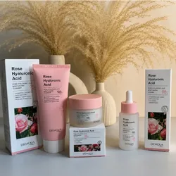     🌹 Kit Facial Hidratante Bioaqua Rosa & Ácido Hialurónico