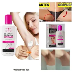 CREMA BLANQUEADORA ROSTRO Y CUERPO  BLANQUEAMIENTO RÁPIDO CON COLÁGENO Y LECHE (120ml)