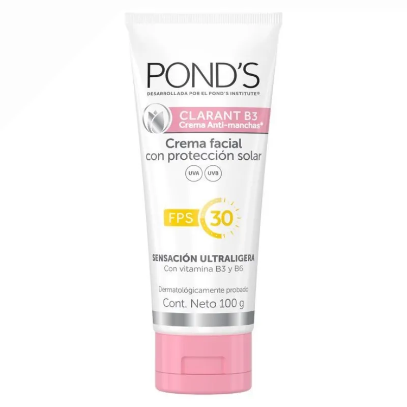 Crema  facial Pond's Clarant B3 con protección solar FPS 30. 