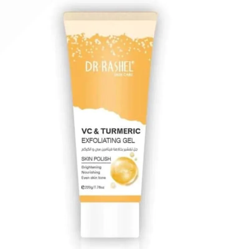 Gel exfoliante de la marca Dr. Rashel, formulado con vitamina C y cúrcuma. 