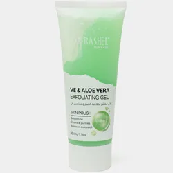 Gel exfoliante facial y corporal de la marca Dr. Rashel, formulado con vitamina E y aloe vera.