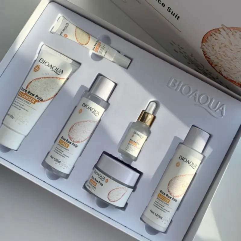 Kit Facial Arroz Aclarante Antiedad Skincare X 6 Bioaqua