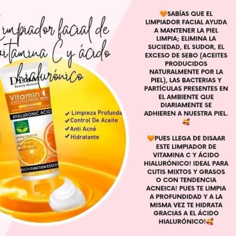 Limpiador Facial de Vitamina C y Ácido Hyaluronic (100ml)