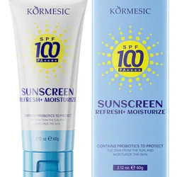 Protector solar facial y corporal de la marca KÖRMESIC con SPF 100 y PA++++, que ofrece protección solar y humectación. 