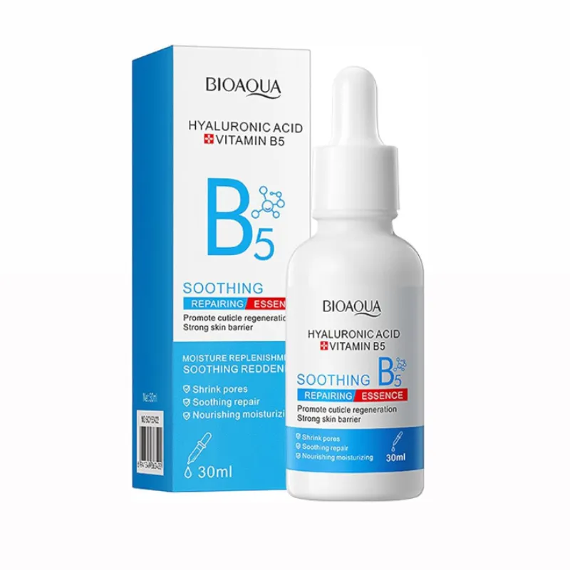 Sérum facial de la marca Bioaqua, que contiene ácido hialurónico y vitamina B5. 