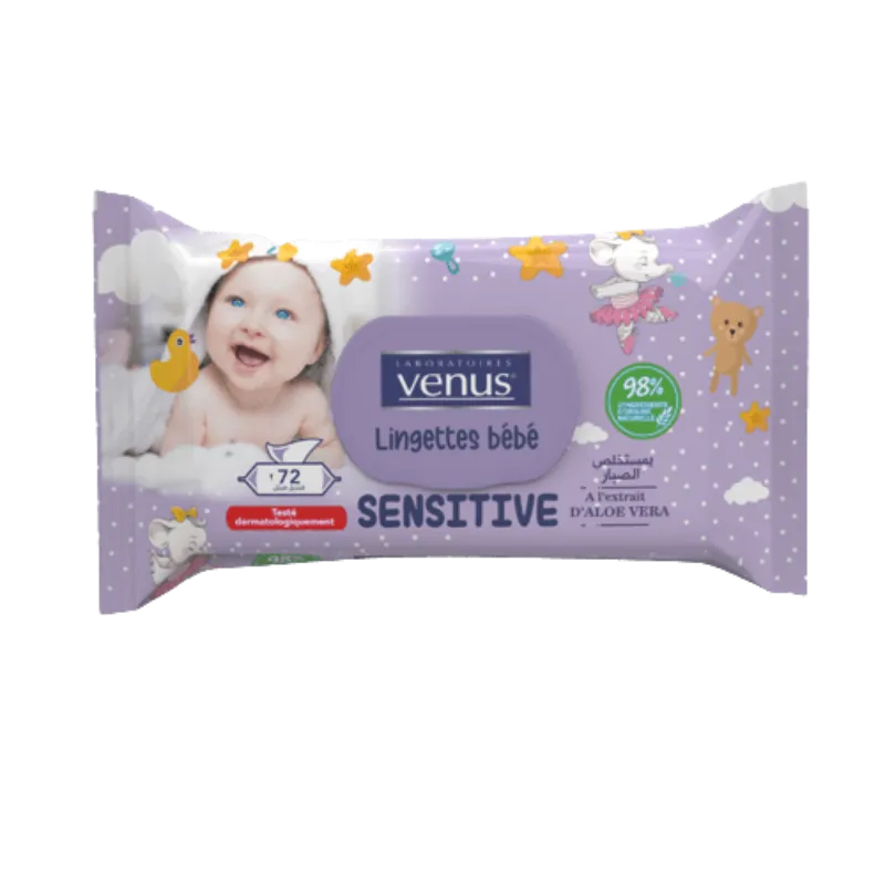 Toallitas Bebé Venus Sensitive Aloe Vera (72 U)