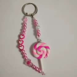 Llavero con temática rosa 🤍🌸🌷