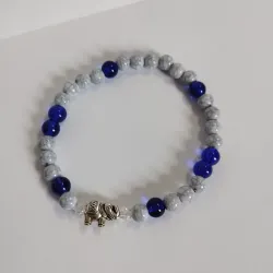 Pulsera de cuarzos azules y piedras craqueladas con elefante 🐘