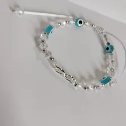 Pulsera de Sharowski transparente y ojos turcos azules 