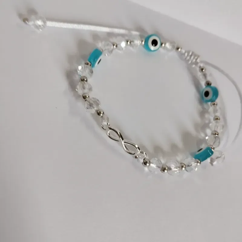 Pulsera de Sharowski transparente y ojos turcos azules 