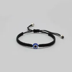 Pulsera tejida con ojo turco azul 💙