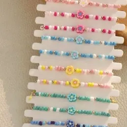 Pulseras de mostacillas con flores 💐🐝