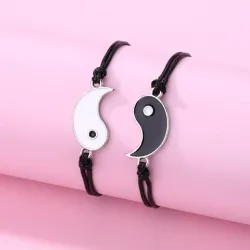 Pulseras de parejas Yin y Yang ,🖤🤍