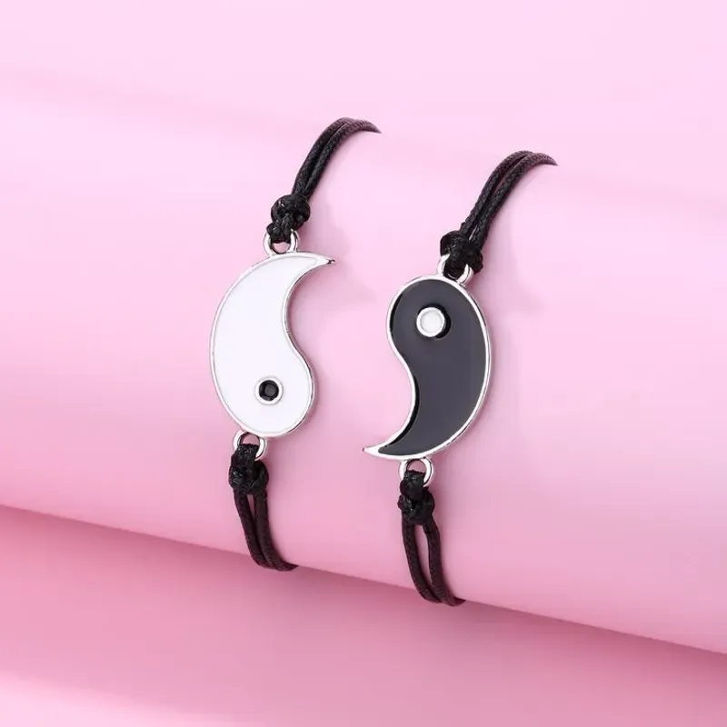 Pulseras de parejas Yin y Yang ,🖤🤍