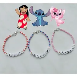 Pulseras para mejores amigas con temática de Stitch 💙❤️💖