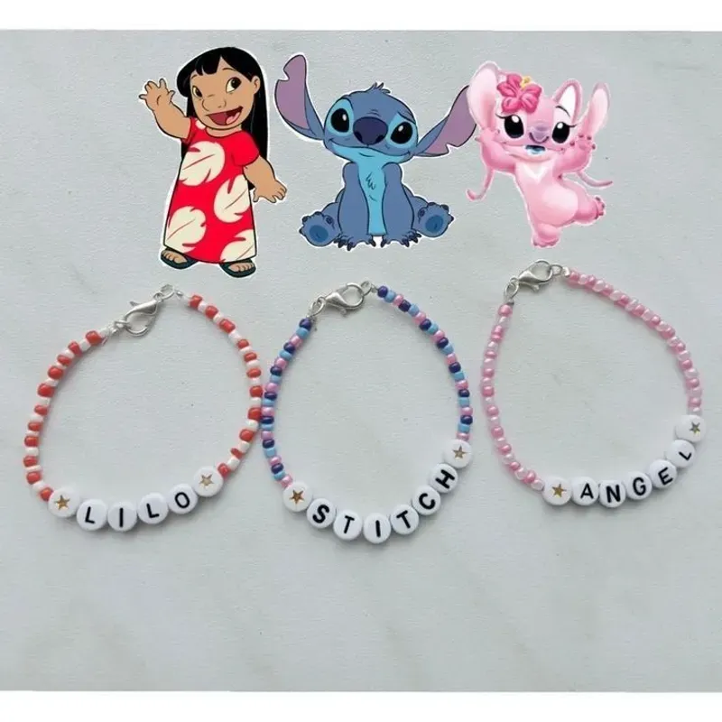 Pulseras para mejores amigas con temática de Stitch 💙❤️💖