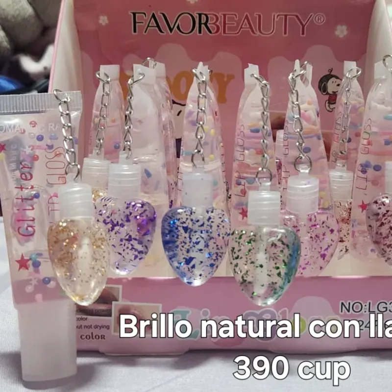 Brillo natural doble con llavero.💖