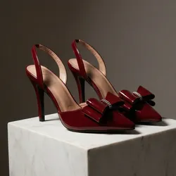 3. Burgundy Bow Heels 🎀