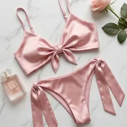 🎀 Bikini satinado rosado