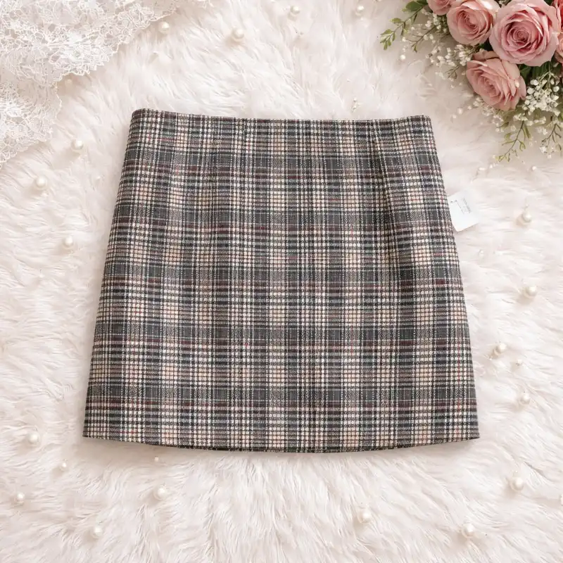 🤎 FALDA CUADROS BEIGE