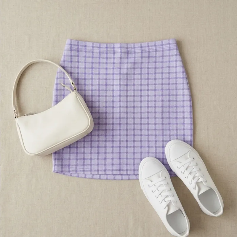 💜 FALDA CUADROS LILA