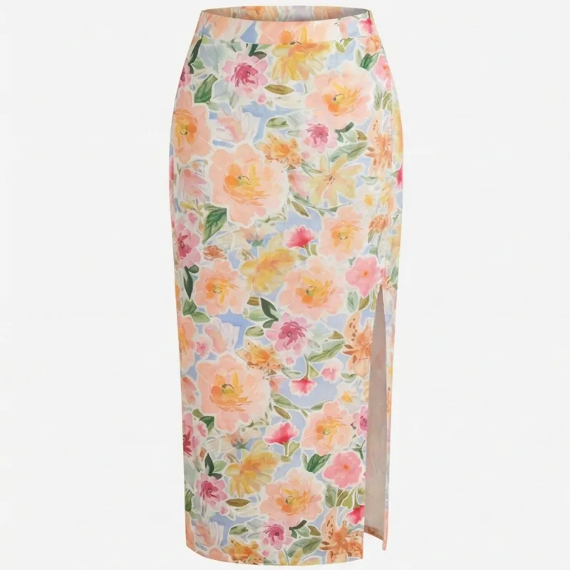 🌸 FALDA MIDI FLORES