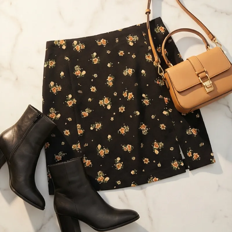 🖤 FALDA NEGRA FLORES