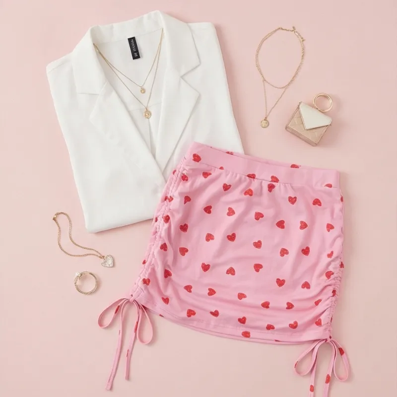 💗 FALDA ROSA CORAZONES