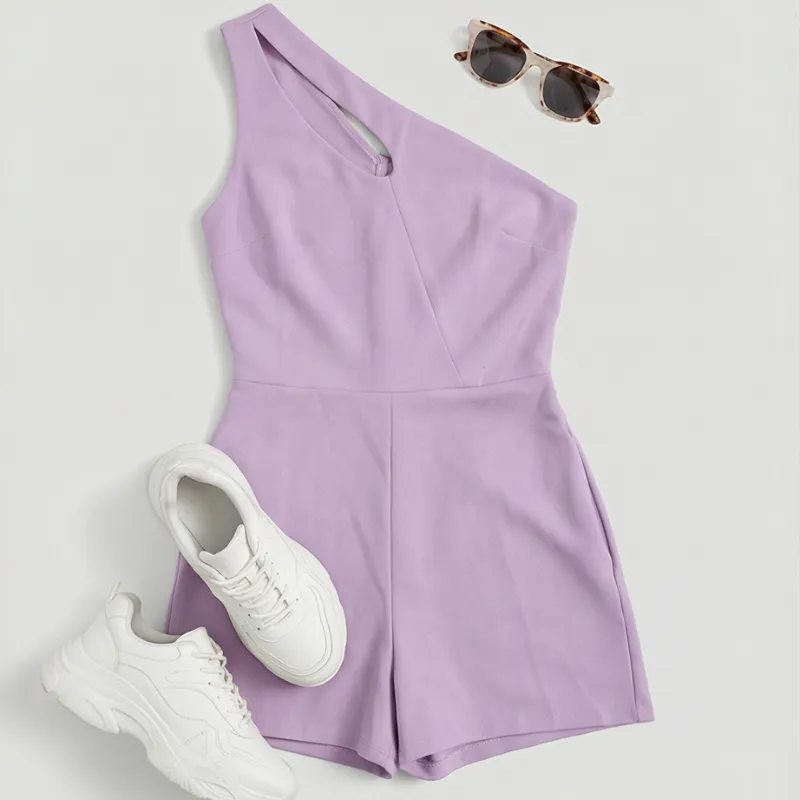 💜 Lilac One Shoulder Romper