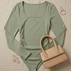 💚 Olive Square Neck Bo