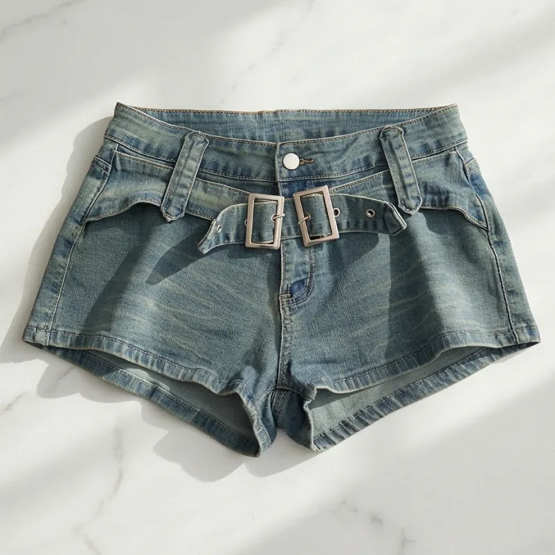 💙 SHORT JEAN CON CINTURÓN
