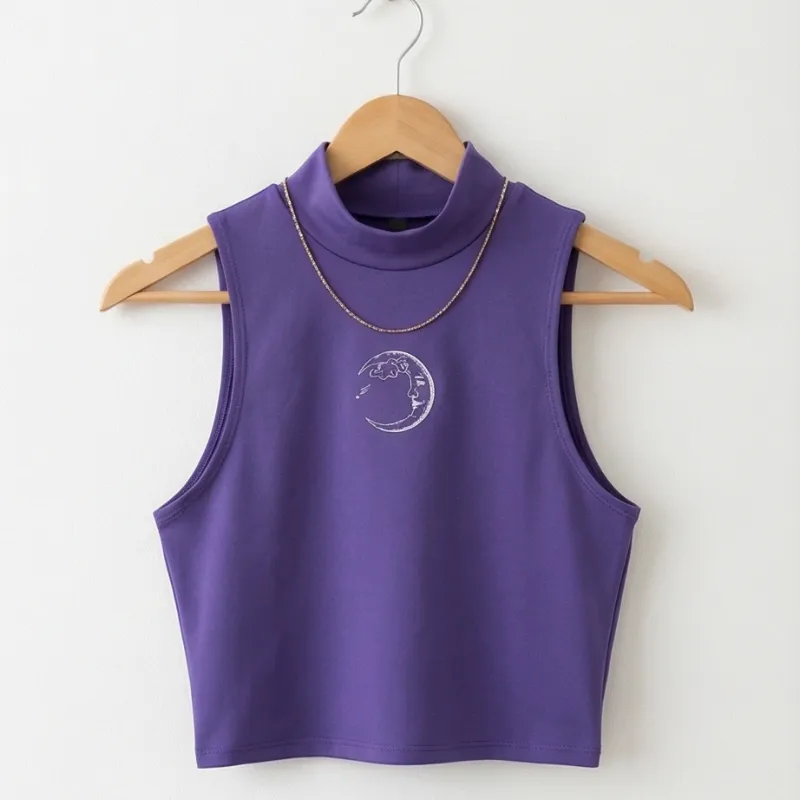 💜 Top Cuello Alto Morado