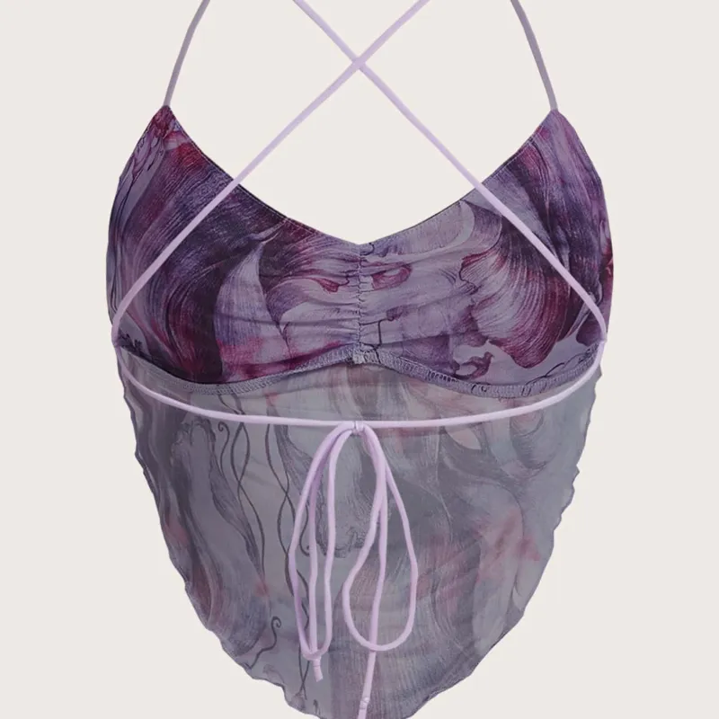 💜 Top estampado en tonos lilas