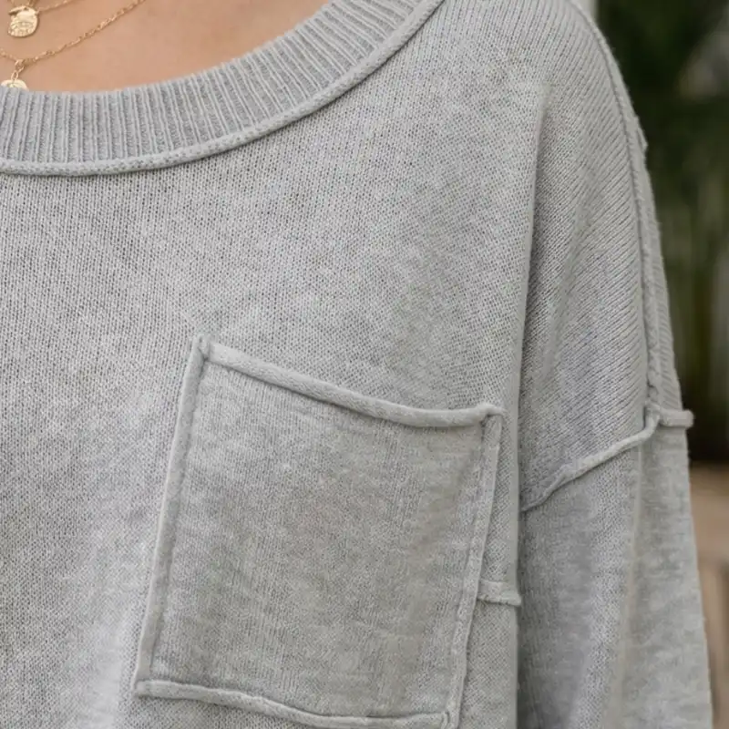 🩶 TOP GRIS MANGA LARGA