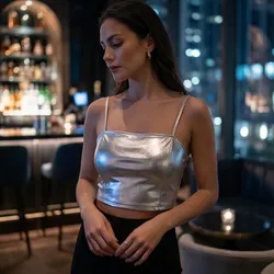 ✨ Top Metálico Plateado