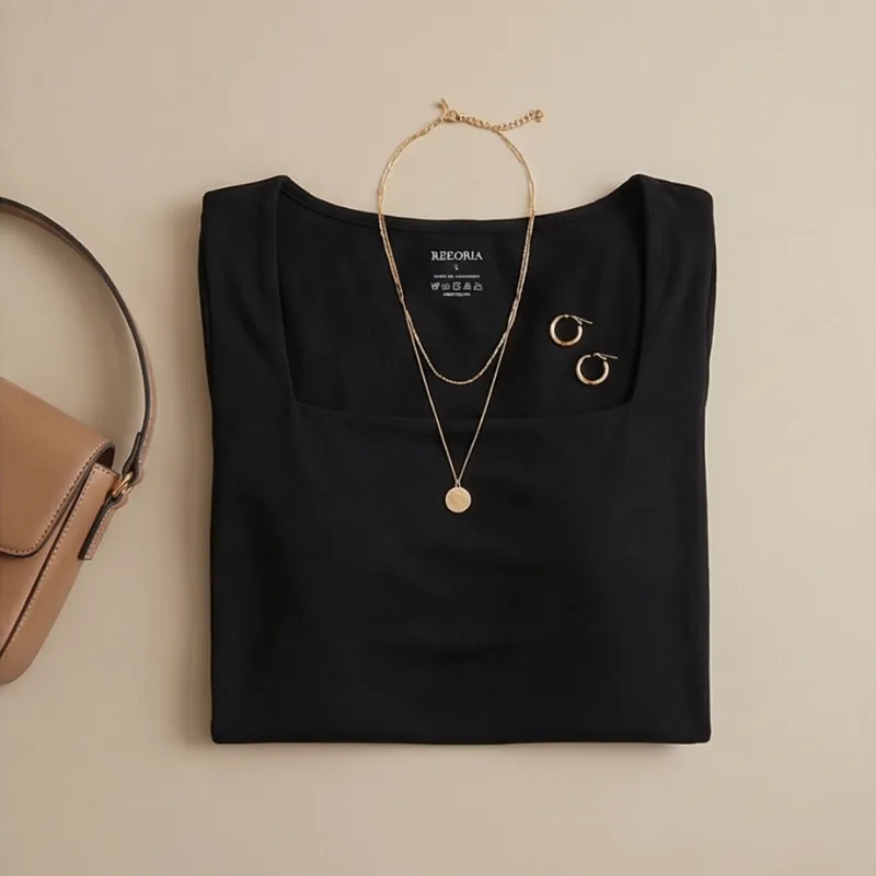 🖤 TOP NEGRO ESCOTE CUADRADO